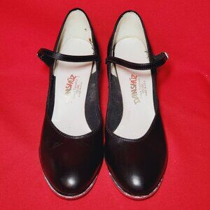Danshuz Tap Dancing Shoes Footwear Deluxe Genuine Leather Black Size 9 1/2